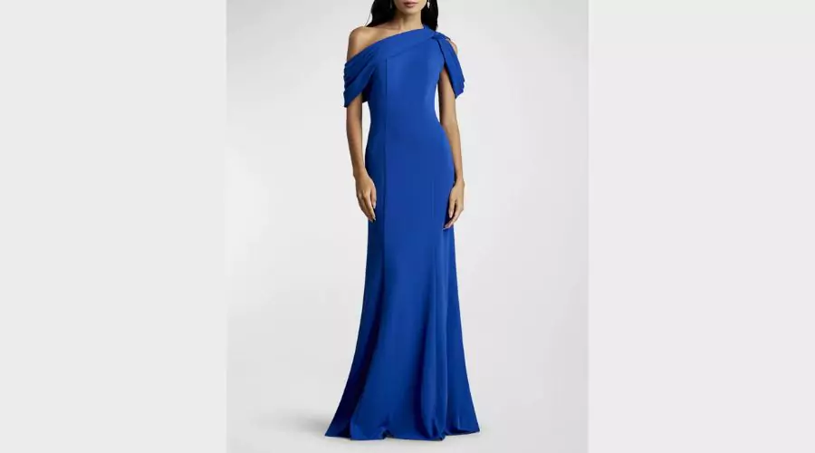 Knotted One-Shoulder Crepe Gown