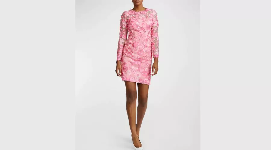 ZAC POSEN Floral Embroidered Long Sleeve Mini Dress