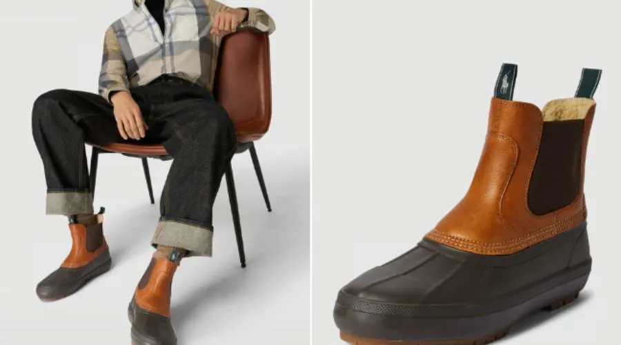 Chelsea Boots with Leather Details, Model 'CLAUS' in Cognac