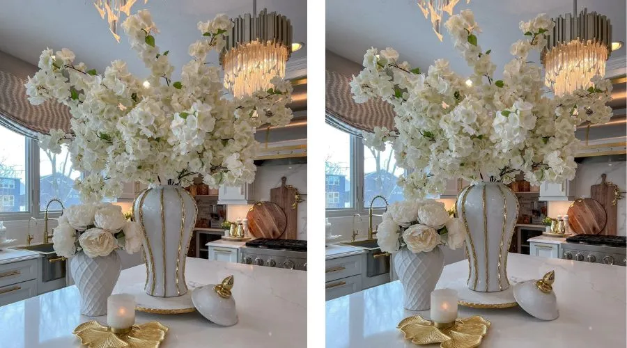 Large Marble Lazy Susan With Gold Edge