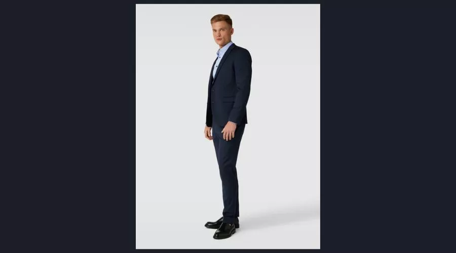2-Button Jacket with Notched Lapel in Navy Blue