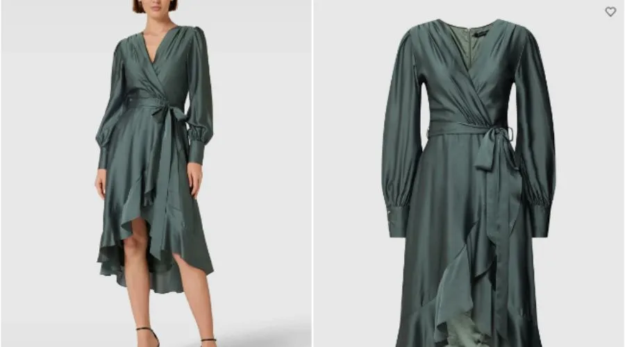 Cocktail Dress in Wrap Look Style in Reed Green