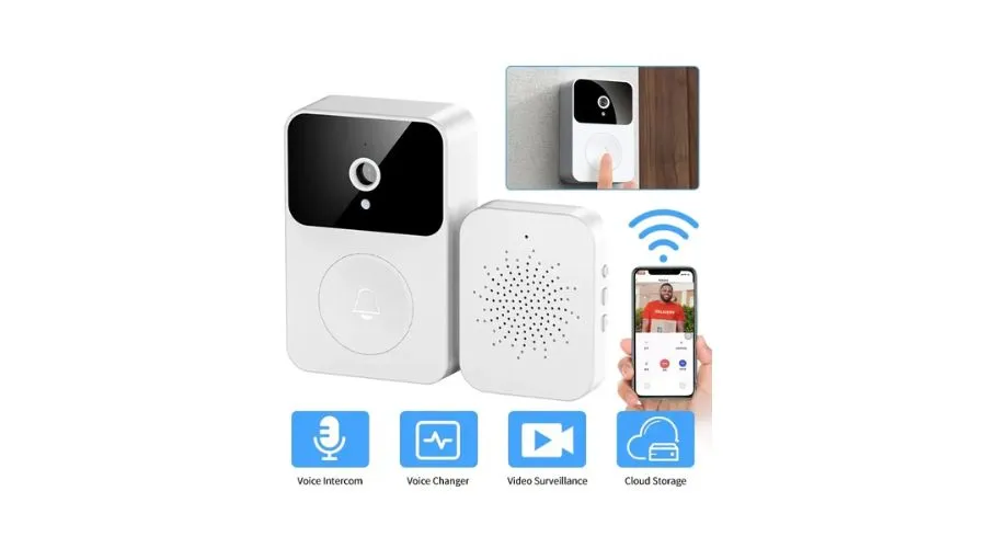 (Build-in Battery) Wireless Video Doorbell With Camera, Wide Angle Intelligent Visual WiFi Rechargeable Security Door Doorbell, 2-Way Audio, Motion Detection, HD Night Vision Only Support 2.4G Wifi