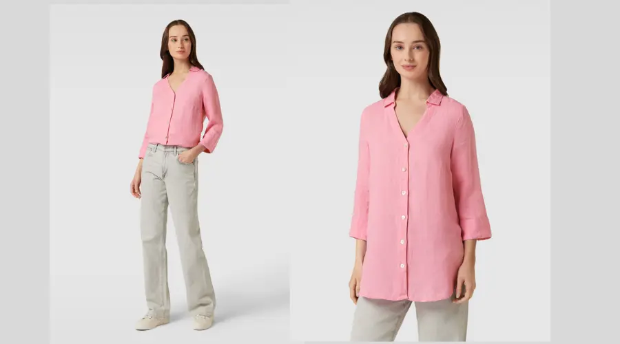 Christian Berg Woman - Linen Button Closure Blouse In Pink