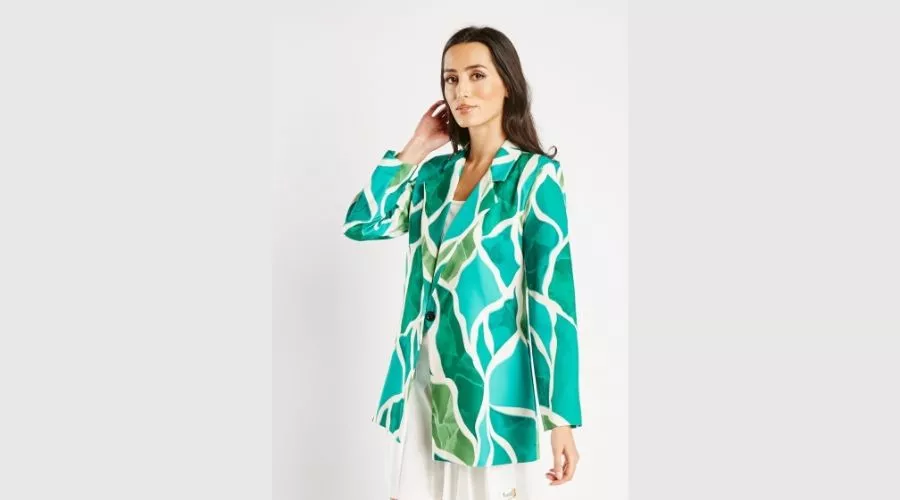 Printed Lapel Front Blazer