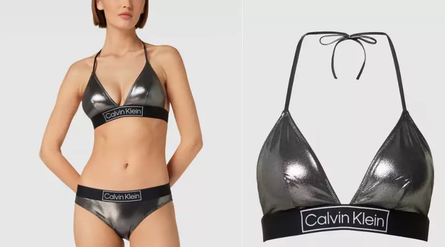 Calvin Klein Underwear Bikini top with shiny design in black