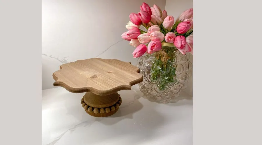 Unique Beaded Wood Cake Stand