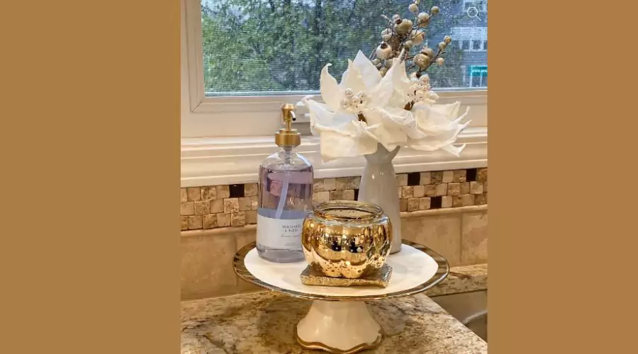 Gold Bordered Ceramic Cake Stand