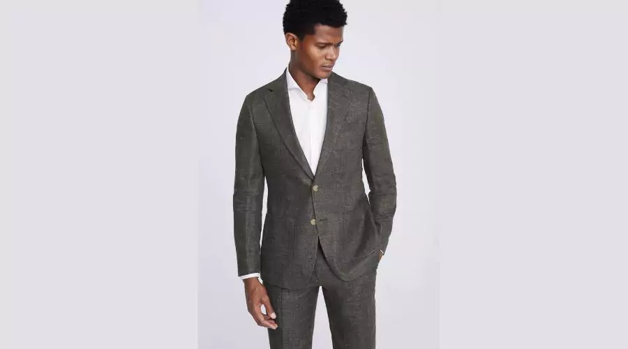 MOSS - Tailored Fit Khaki Linen Suit