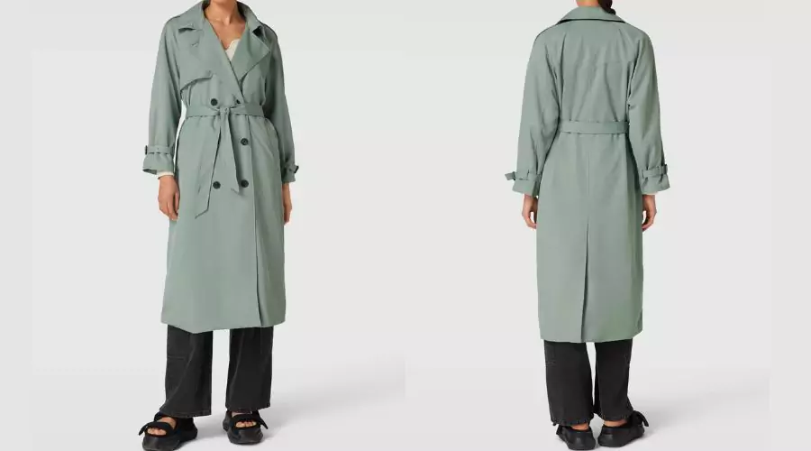 Only - Trench Coat With Shoulder Pads, Model 'CHLOE' In Mint