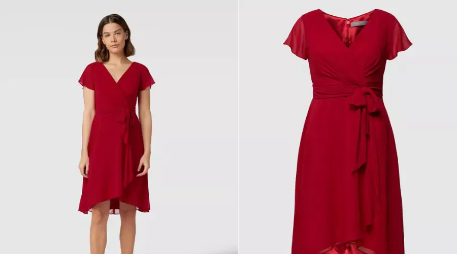 Wrap-Style Cocktail Dress in Red
