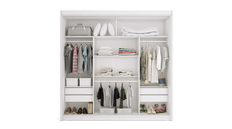 Double Wardrobe with Mirror 3 Doors 4 Drawers | Feedhour