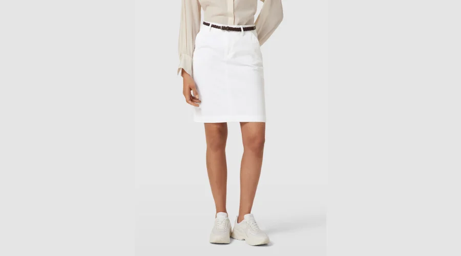 Montego - Knee-Length Skirt With Running Slit In White