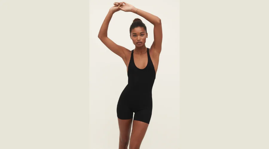 Seamless jumpsuit with cross-back straps 