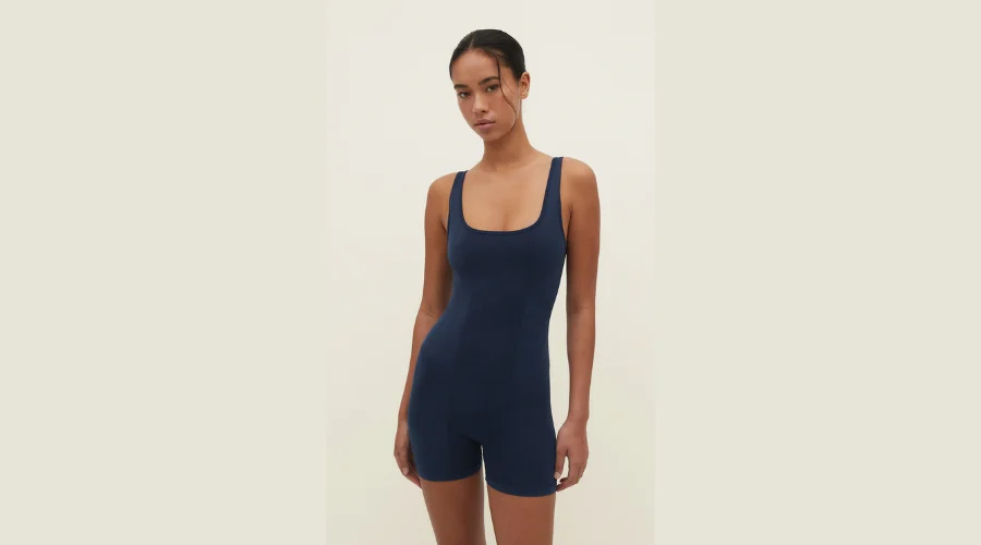 Short seamless jumpsuit with a washed effect