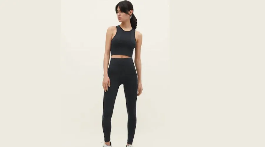 Sports leggings with a washed effect - Black