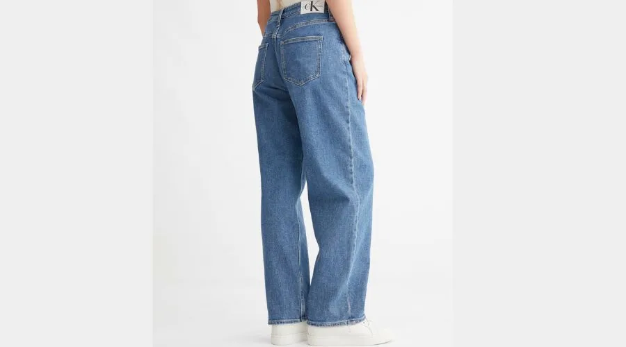 The Calvin Klein Jeans Blue Irving Straight Tape Baggy Jeans