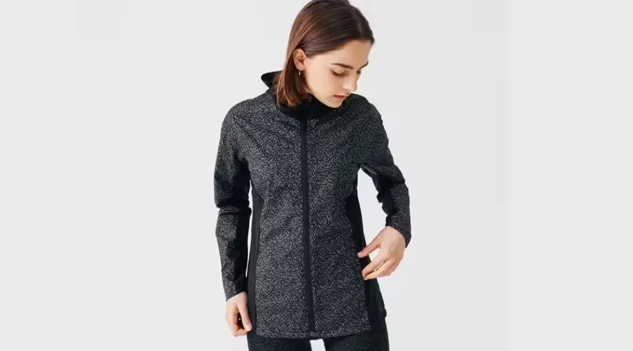Women's reflecting hooded running jacket Rain Night - black