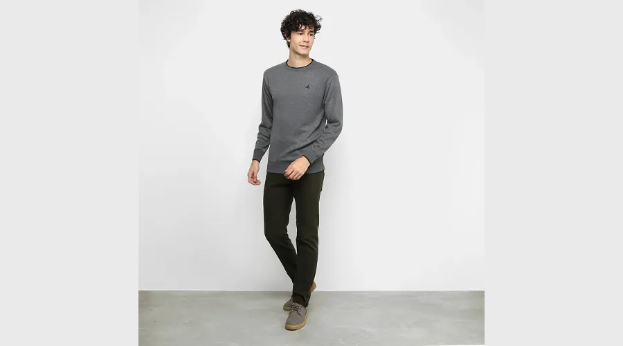 Men's Lucky Sailing Long Sleeve Knit Sweater - Gray+Black