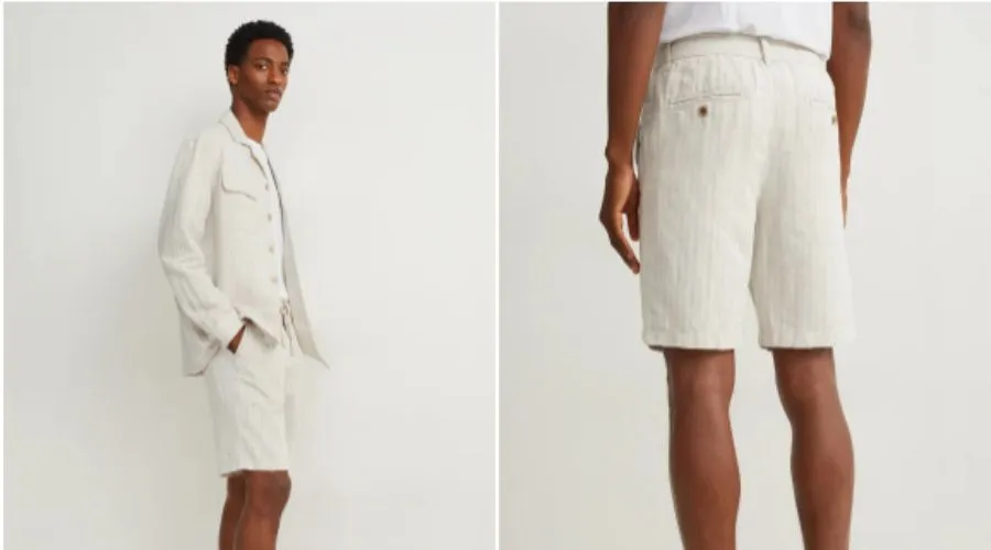 Shorts - Linen blend - Striped