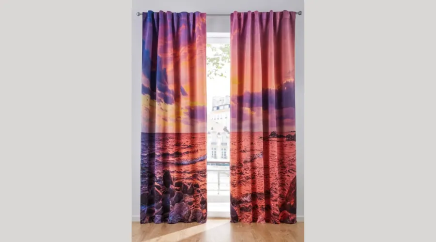 Blackout curtain with sea print (Pack of 2)