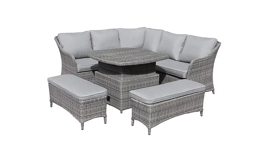 GoodHome Hamilton Steeple grey Rattan Effect 8 Seater Garden furniture set