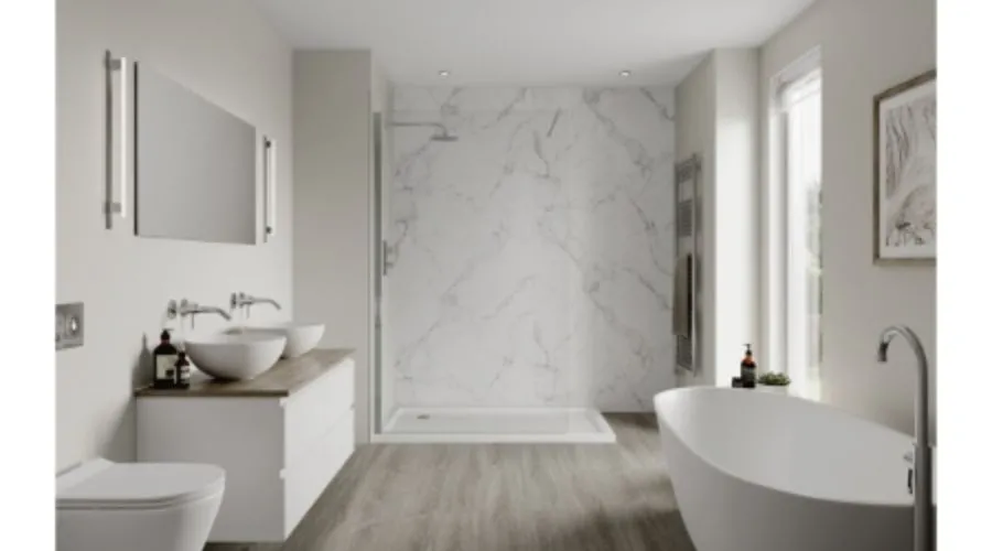 Multipanel Linda Barker Bathroom Wall Panel Unlipped Calacatta Marble