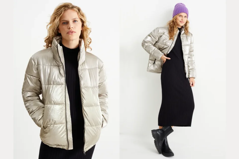 Quilted Jacket for Women- Silver