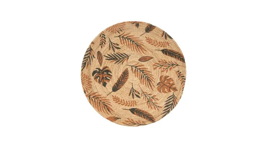 Round carpet with leaves