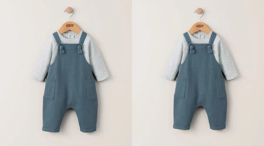 Speck Waffle Bodysuit and Dungaree- Blue | Feedhour