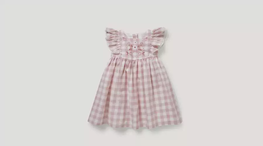 Baby Dress - Check Rose