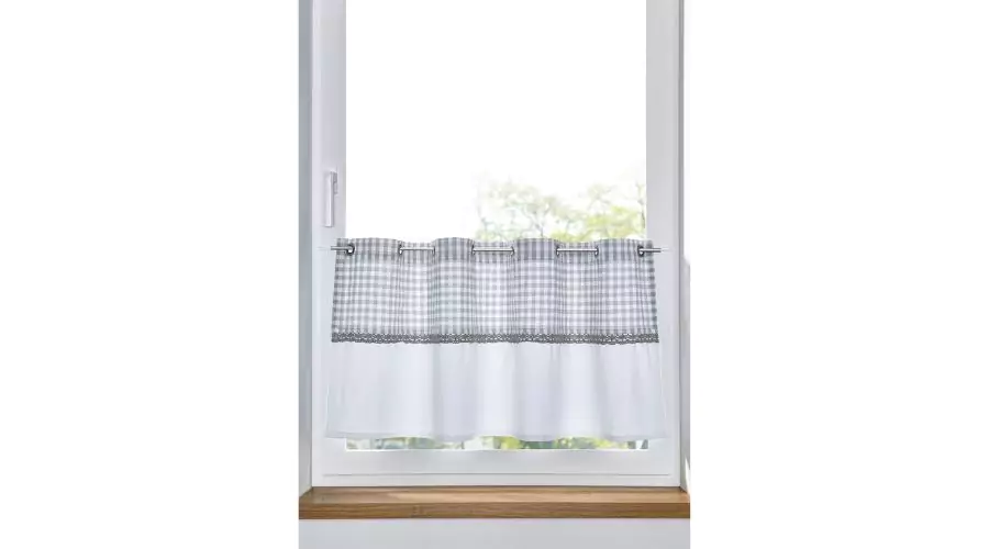 Panel curtain with checked pattern