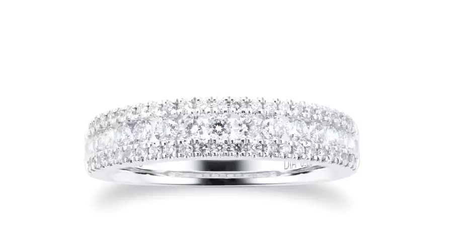 18ct White Gold Three Row 0.70ct Diamond Eternity Ring