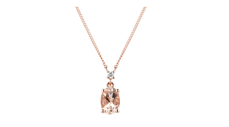 9ct rose gold morganite & diamond pendant