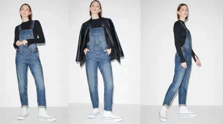 Transform Vintage Denim Dungarees Into A Modern And Cool Look