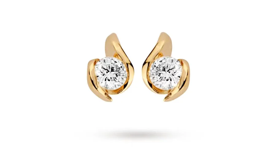 Goldsmiths 9 carat gold 0.25ct wrapped in love diamond earrings
