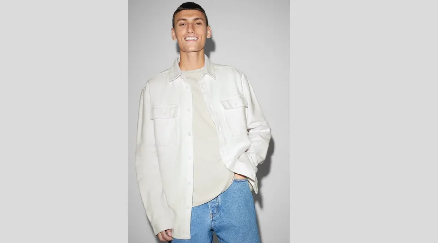 Shirt Jacket- Creme White