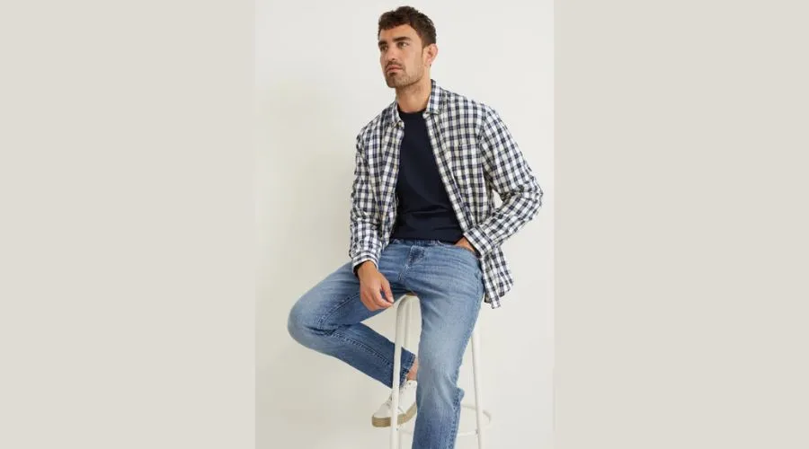 Shirt- Regular Fit- Button-Down Collar- Check