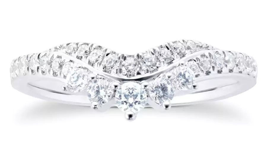 Platinum Diamond Double Row Tiara Shaped Wedding Band-0.40ct 