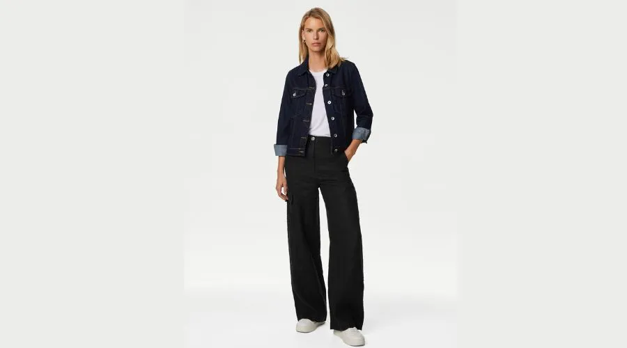 Pure Linen Utility Wide Leg Trousers