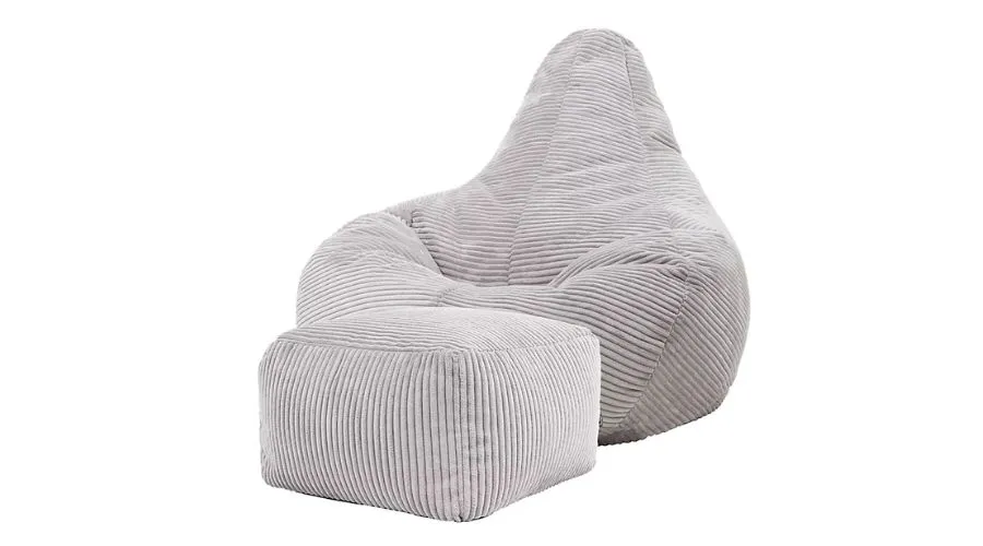 Icon dalton corduroy bean bag chair & pouffe grey recliner bean bags