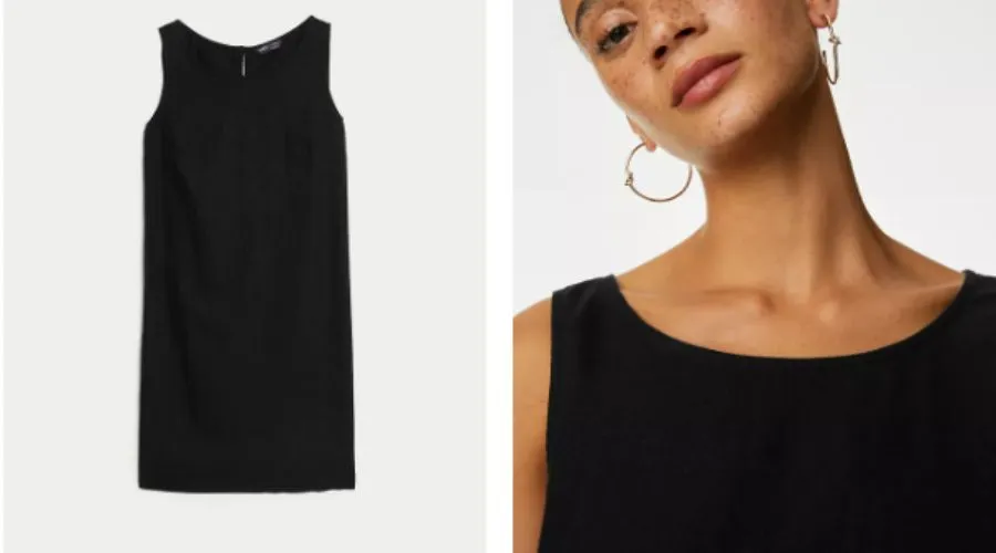 Linen Rich Knee Length Shift Dress
