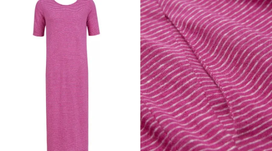 Linen Blend Striped Midi T-Shirt Dress