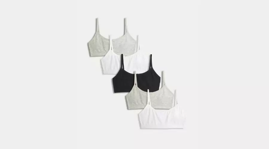 5pk Cotton Rich Crop Tops (6-16 Yrs)