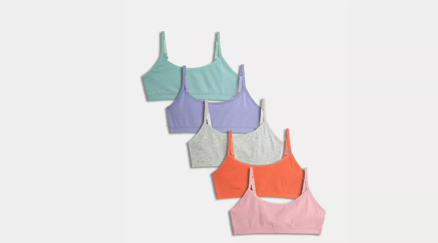 5pk Cotton Rich Crop Tops (6-16 Yrs) - multi