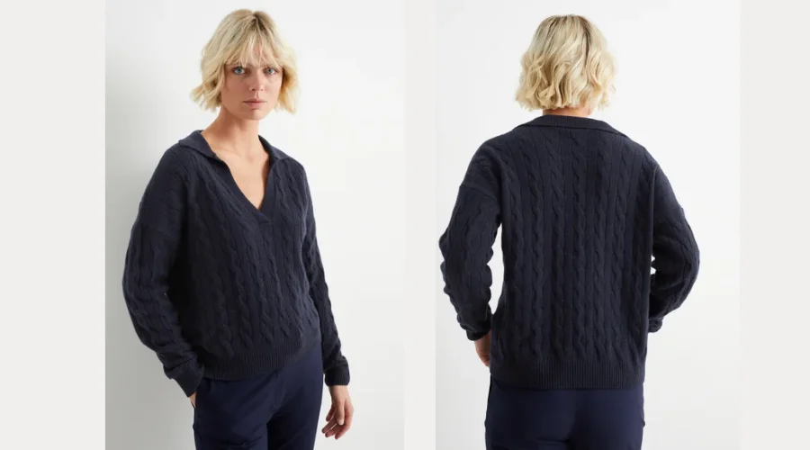 Cashmere blend jumper - cable knit pattern