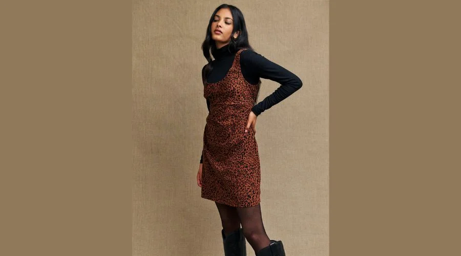 Cord Animal Print Mini Shift Dress