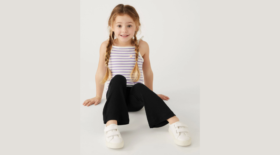 Cotton Rich Ribbed Flared Leggings (2-8 Yrs)