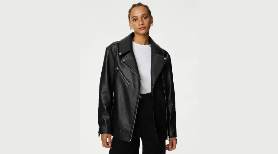 Faux Leather Girlfriend Biker Jacket