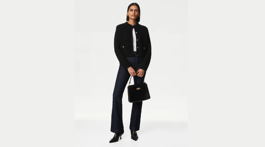 High Waisted Crease Front Flared Jeans